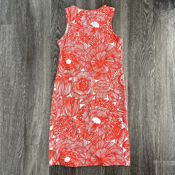 EUC Marimekko Red Floral Print Sleeveless Cotton Dress Small Valve 100% Cotton - Picture 5 of 13